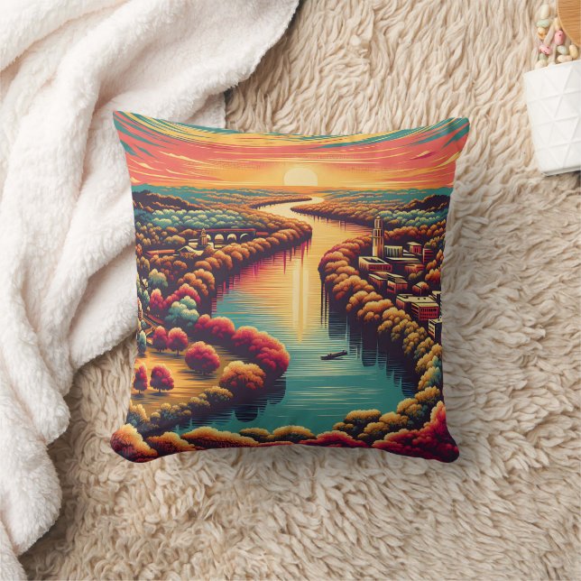 "Friedlicher Sonnenuntergang in Texas Hill" Kissen (Decke)