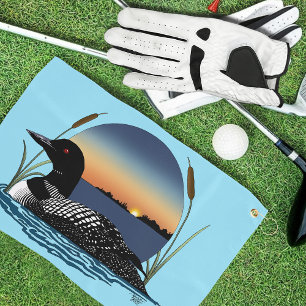 Friedlicher Sterntaucher Sonnenuntergang Blau Wild Golfhandtuch