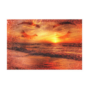 Friedlicher Sunset Beach Glitzer Canvas Print Leinwanddruck