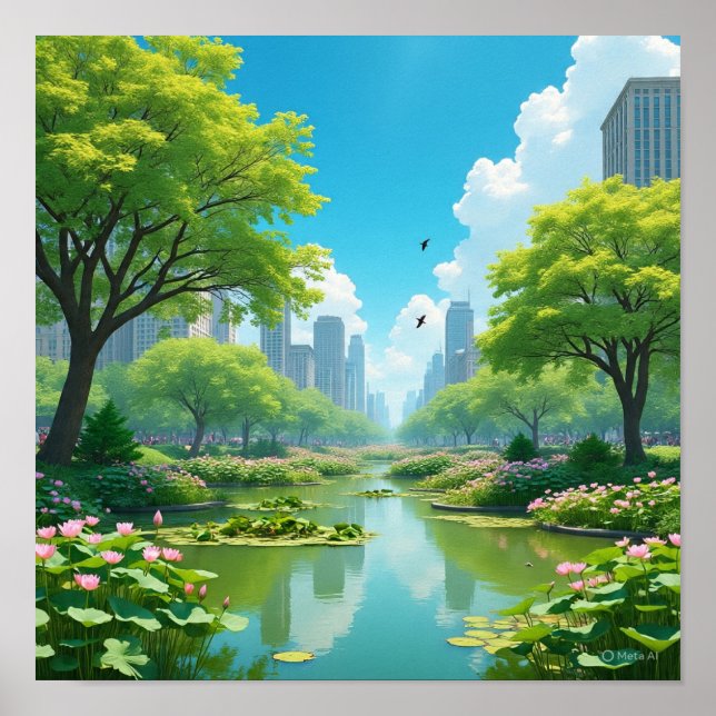 Friedlicher Teich in der Stadt Poster (Vorne)
