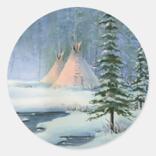 FRIEDLICHER TIPI durch SHARON SHARPE Runder Aufkleber