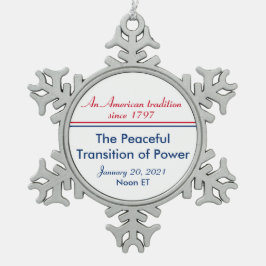 Friedlicher Übergang der Power Einweihung Amerikan Schneeflocken Zinn-Ornament