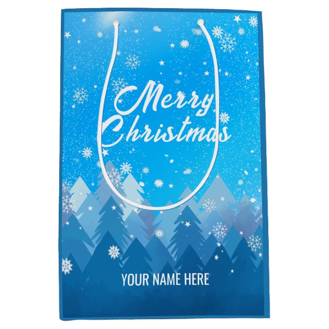 Friedlicher Wald-Weihnachten Neujahr Mittlere Geschenktüte (Vorderseite)
