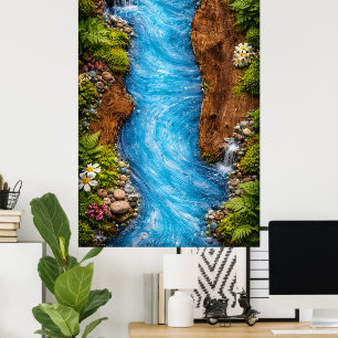 Friedlicher Waldstrom - Ruhige Natur Wasser Kunst Poster