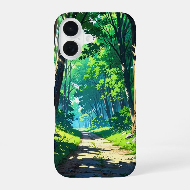 Friedlicher Waldweg iPhone 16 Hülle (Rückseite)