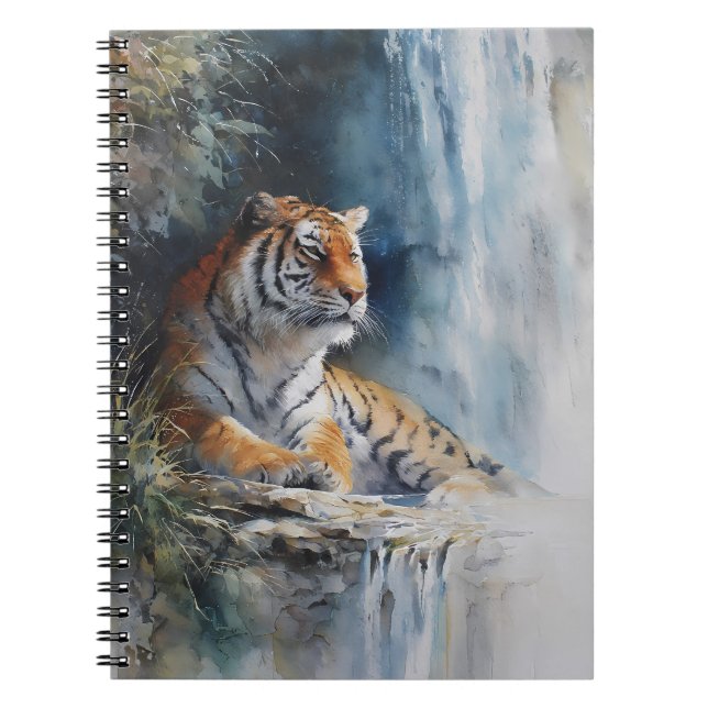 Friedlicher Wasserfall Tiger Lounge Notizblock (Vorderseite)
