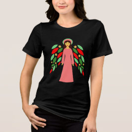 Friedlicher Weihnachtsengel mit festlichen Flügeln Tri-Blend Shirt