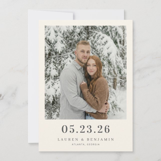 Friedlicher Winter Minimalistisches Foto Save The Date (Vorderseite)