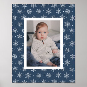 Friedlicher Winter-Schneeflocke   Navy Poster