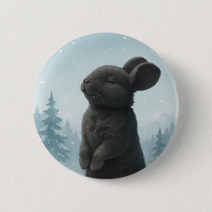 Friedlicher Winterhase Button