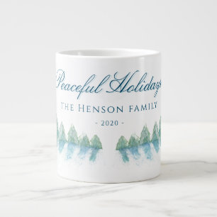 Friedlicher Winterwald Baum Aquarell Weihnachten Jumbo-Tasse