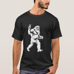 Friedlicher Yeti macht ein Friedenszeichen Humor T-Shirt