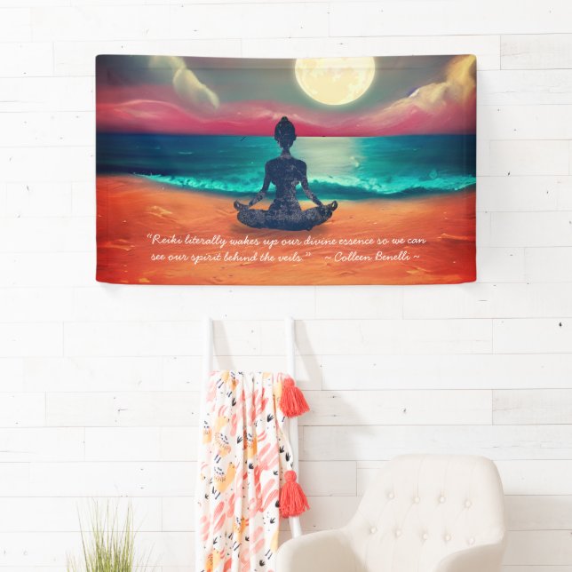Friedlicher Yoga Meditation Mondlicht Himmelsangeb Banner (Insitu)