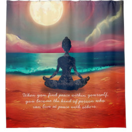 Friedlicher Yoga Meditation Mondlicht Himmelsangeb Duschvorhang