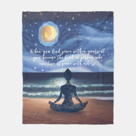 Friedlicher Yoga Meditation Mondlicht Himmelsangeb Fleecedecke