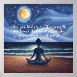 Friedlicher Yoga Meditation Mondlicht Himmelsangeb Poster