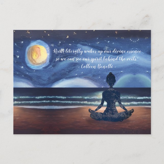 Friedlicher Yoga Meditation Mondlicht Himmelsangeb Postkarte (Vorderseite)