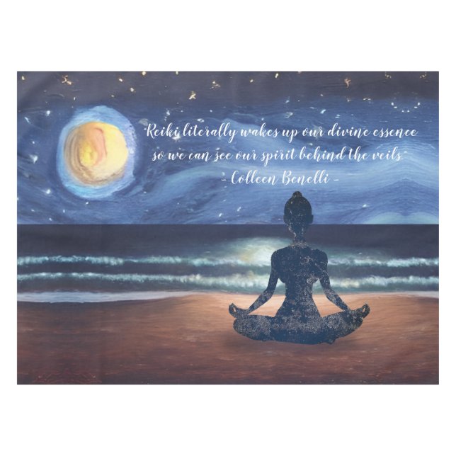 Friedlicher Yoga Meditation Mondlicht Himmelsangeb Tischdecke (Vorderseite (Horizontal))