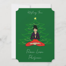 Friedlicher Yogi am Weihnachtsbaum