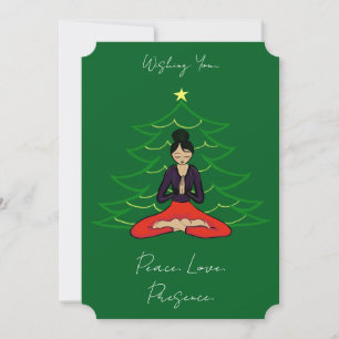 Friedlicher Yogi am Weihnachtsbaum Feiertagskarte