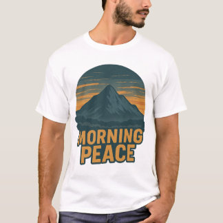 Friedliches Bergsonnenaufgangs-Retro-Emblem T-Shirt