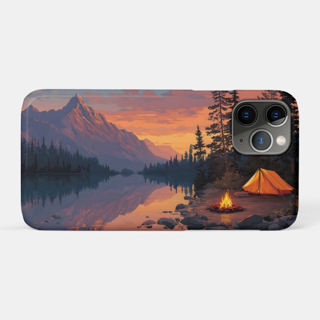 Friedliches Camping am Bergsee Case-Mate iPhone Hülle (Rückseite (Horizontal))