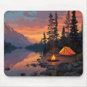 Friedliches Camping am Bergsee Mousepad