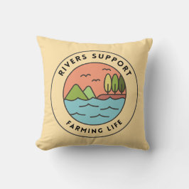 Friedliches Design der Orange Blue Retro River Far Kissen