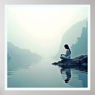 Friedliches Design der wasserseitigen Meditation Poster