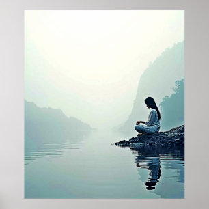 Friedliches Design der wasserseitigen Meditation Poster