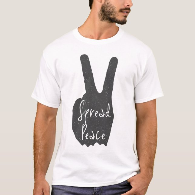 Friedliches Design mit Hand & Peace-Zeichen T-Shirt (Vorderseite)