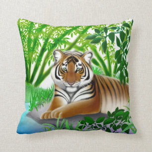 Friedliches Dschungel-Tiger-Kissen Kissen