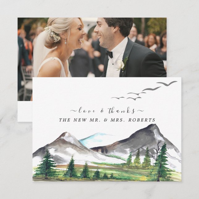Friedliches Foto für Hochzeiten im Wald Dankeskarte (Vorne/Hinten)