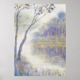 Friedliches Gloom Wasserfarbenwelt Landschaft Poster