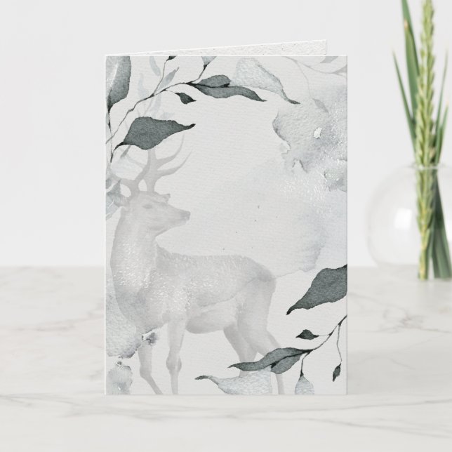 Friedliches Hirsch mit rustikaler Wasserfarbe Karte (Vorderseite)