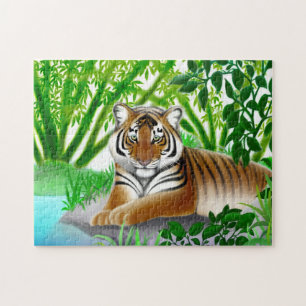 Friedliches junges bengalisches Tiger-Puzzlespiel