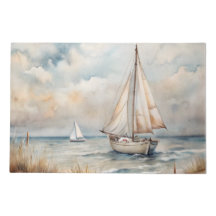 Friedliches Segeln Wasserfarbenküste