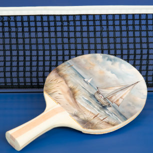 Friedliches Segeln Wasserfarbenküste Tischtennis Schläger