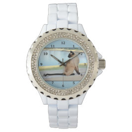 Friedliches siamesisches Katzengemälde Armbanduhr