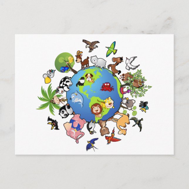 Friedliches Tierreich - Tiere in der ganzen Welt Postkarte (Vorderseite)