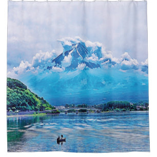 Friedliches Watercolor, japanisches Kunstdesign Duschvorhang