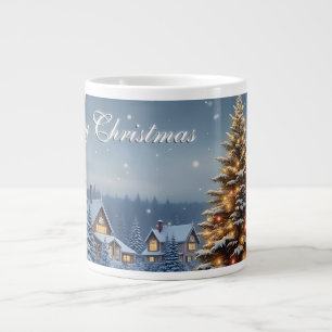 Friedliches Weihnachtsdorf mit Lichtern Jumbo-Tasse