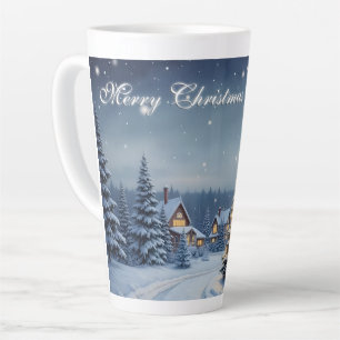Friedliches Weihnachtsdorf mit Lichtern Milchtasse