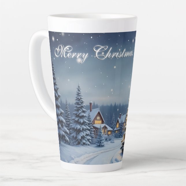 Friedliches Weihnachtsdorf mit Lichtern Milchtasse (Linke Ecke)