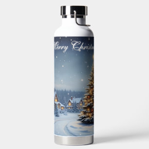 Friedliches Weihnachtsdorf mit Lichtern Trinkflasche