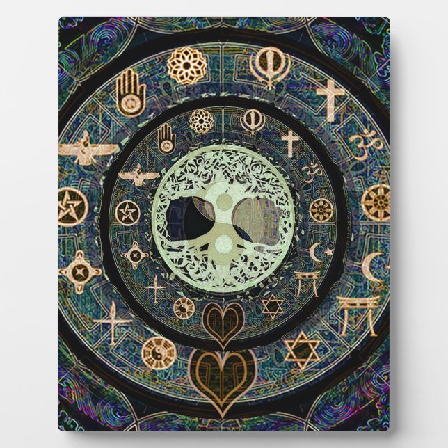 Friedliches Yin Yang Tree of Life Symbol Fotoplatte (Vorderseite)