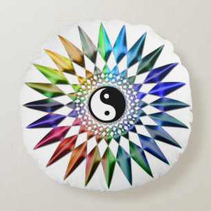Friedliches Yin Yang Zen-Yoga-bunte Meditation Tao Rundes Kissen