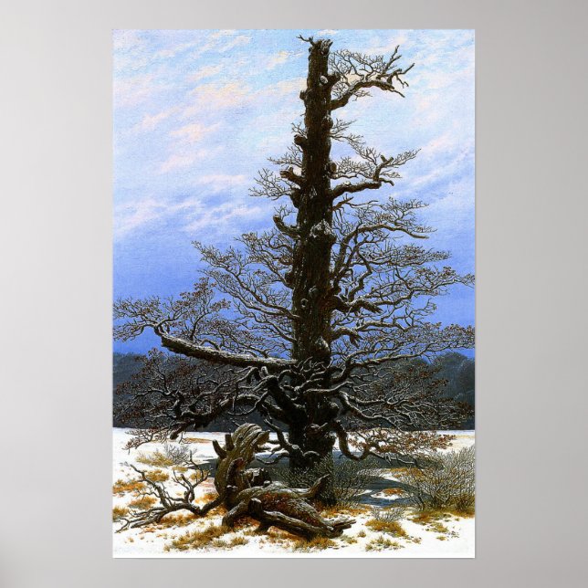 Friedrich - Eichenbaum im Schnee Poster (Vorne)