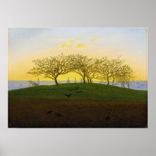 Friedrich - Hügel und gepflügtes Feld bei Dresden Poster