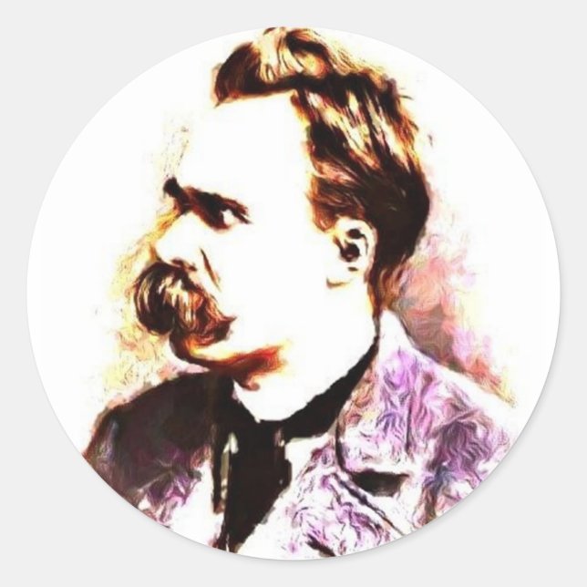 Friedrich Nietzsche Runder Aufkleber (Vorderseite)